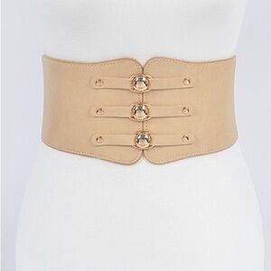 Corset belt with 3 buckle. Polyurethane. Elastic